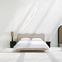 هيكل سرير «ماجو» المنجد مع لوح رأس «غريس ويف»