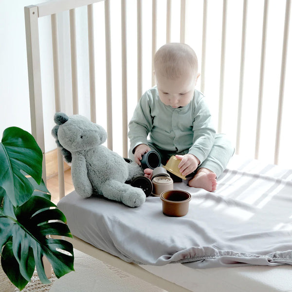 Junior Natural Bamboo Crib Fitted Sheet Heveya Dubai